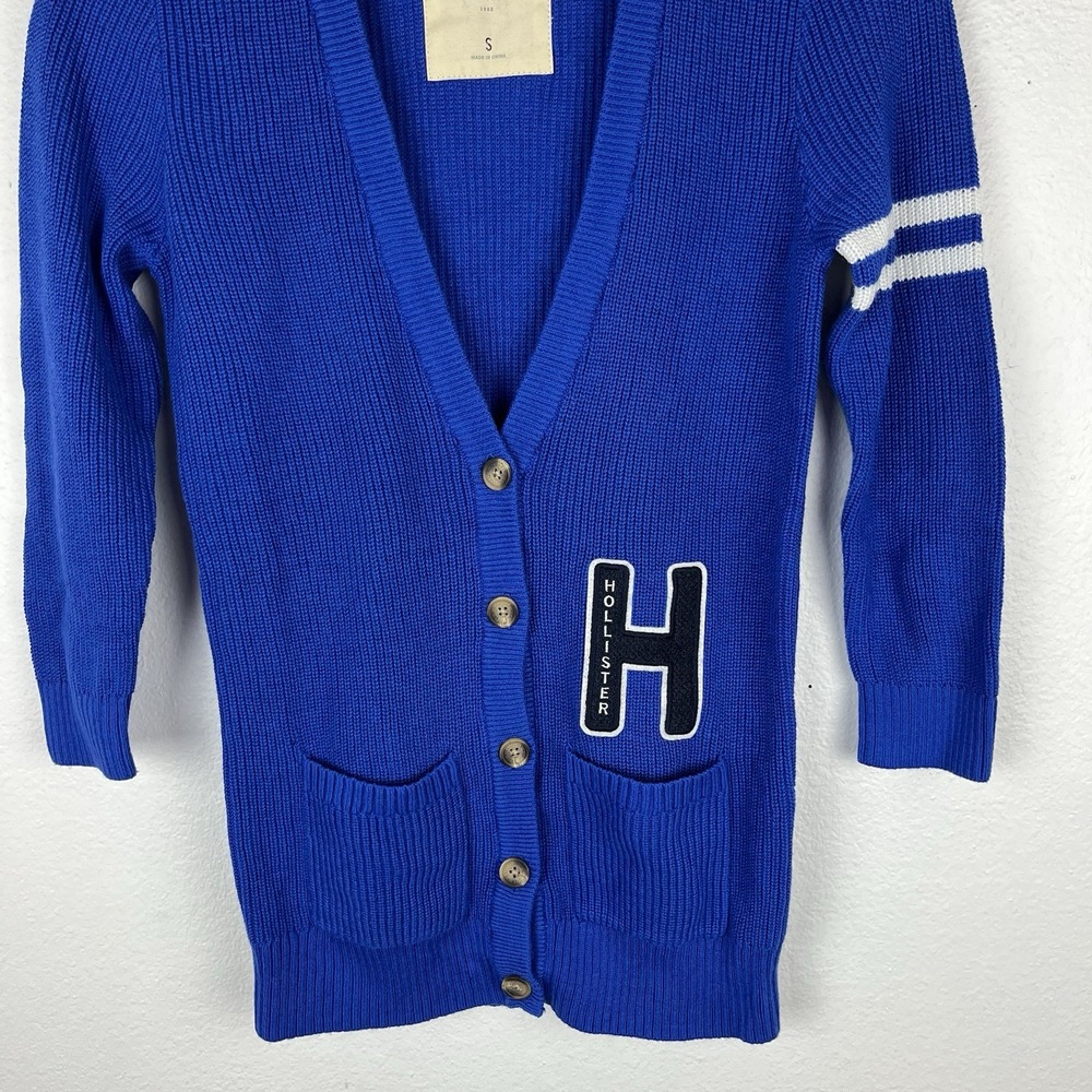 Hollister Women's Small Retro Varsity Letterman Sweater Cardigan Preppy - Picture 3 of 10